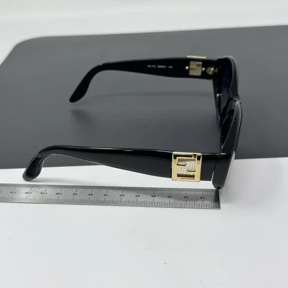 Fendi FS 173 Ebony Oval Black Vintage Side Gold Mesh Sunglasses Frame Only
